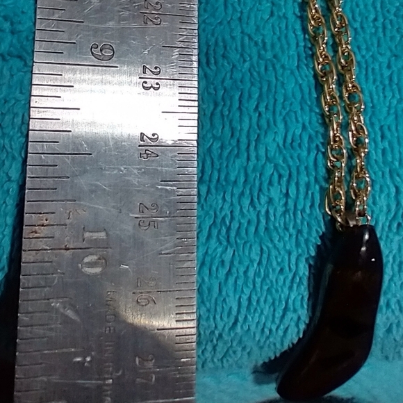 Elegant Black and Gold Chain Glass Necklace Pierced Post Earrings Jewelry Set - Picture 4 of 7